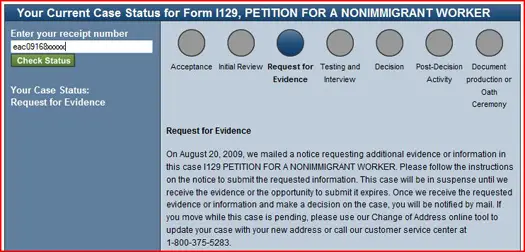 USCIS Case Status Request for Evidence