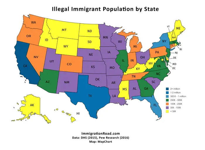 Illegal Immigrant Population Map