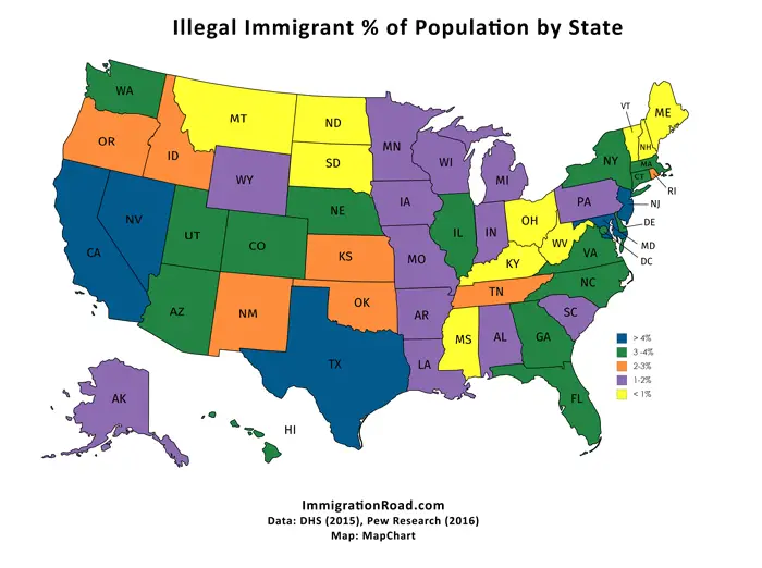Illegal Immigrant % of Population Map